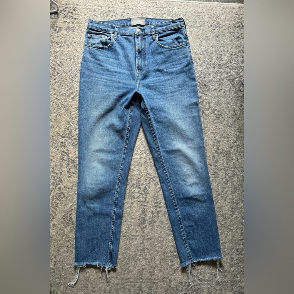 Everlane raw hem blue jeans